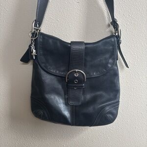 Coach Black Leather Buckle Shoulder Bag